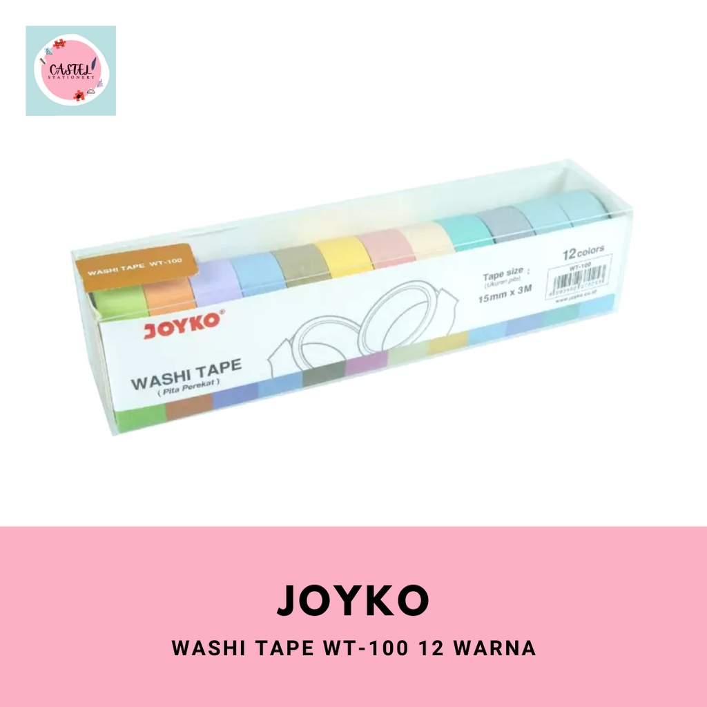 Washi Tape Joyko Washi Tape Polos Set 12 Warna WT-100