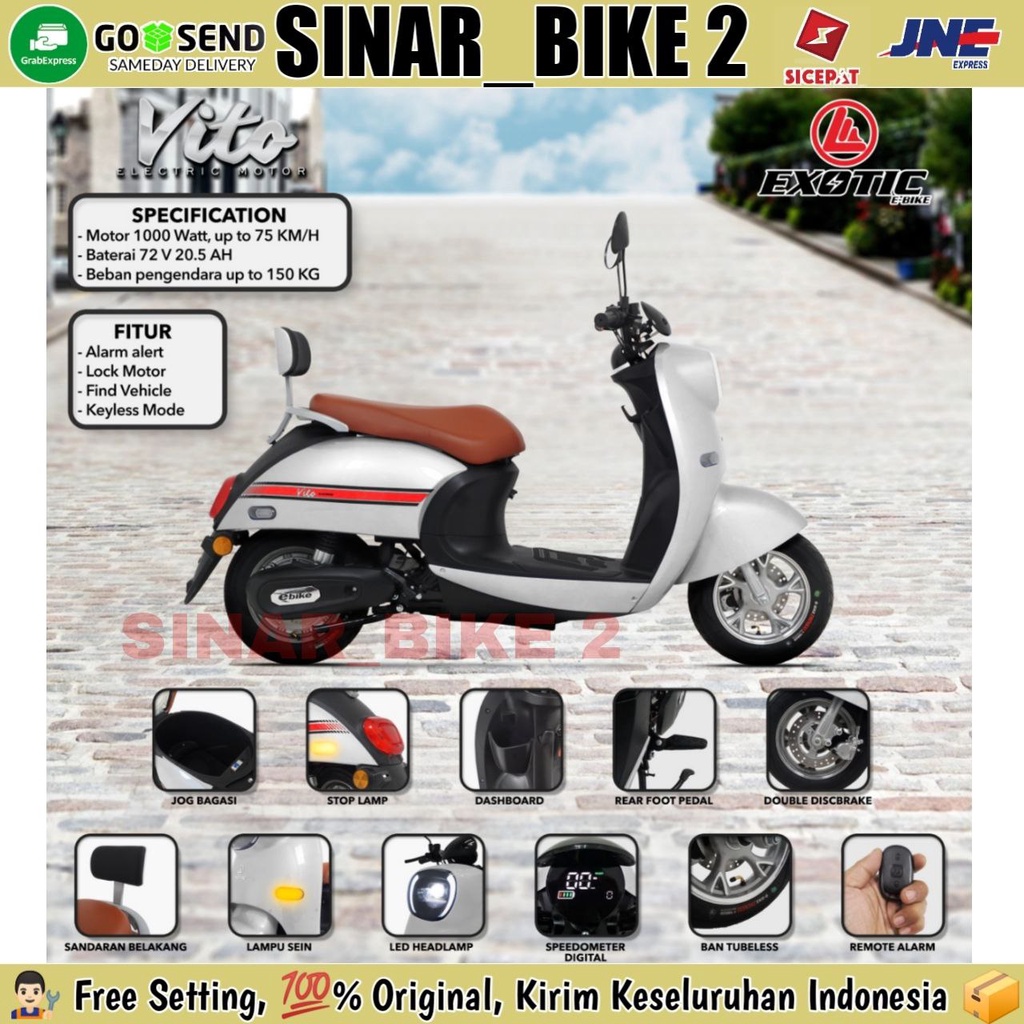 Sepeda Motor Listrik EXOTIC VITO Electric E Bike 1000 Watt