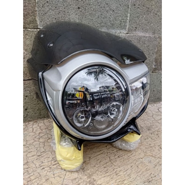 Lampu tiger pece set lampu daymaker 16 led 5,75inch set cover plus visor lampu tirev pece lampu tige