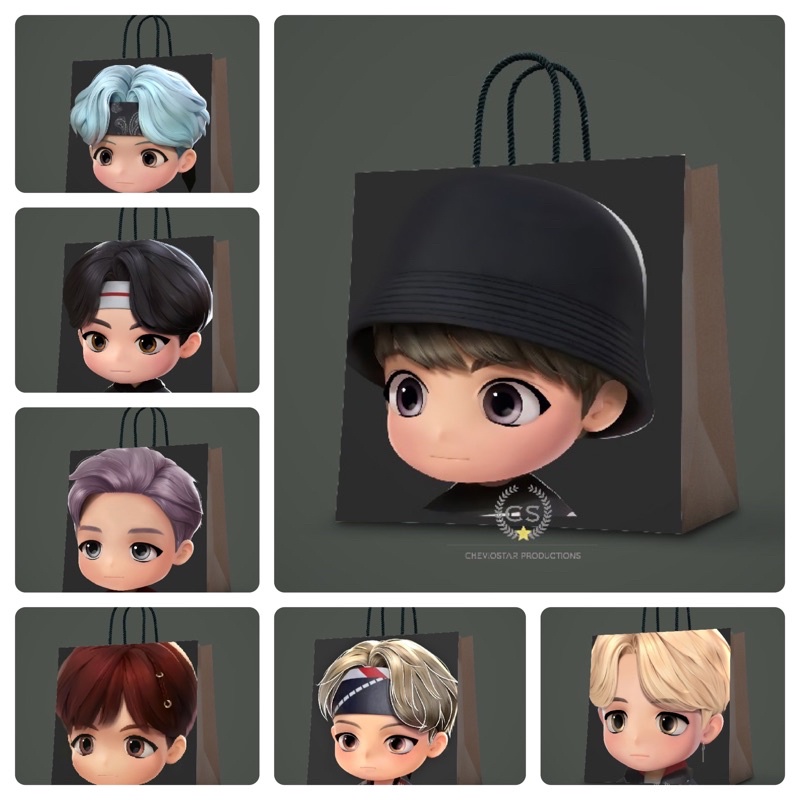 

paper bag tinytan/ bts tiny tan/Paper bag kado/paper bag kertas kado/goodie bag/tas kado paper bag/paper bag kado ulang tahun/tas kertas/hampers birthday/souvenir ultah/paperbag custom/paper bag lucu/tas goodie bag/tas kado/kotak kado/kertas kado