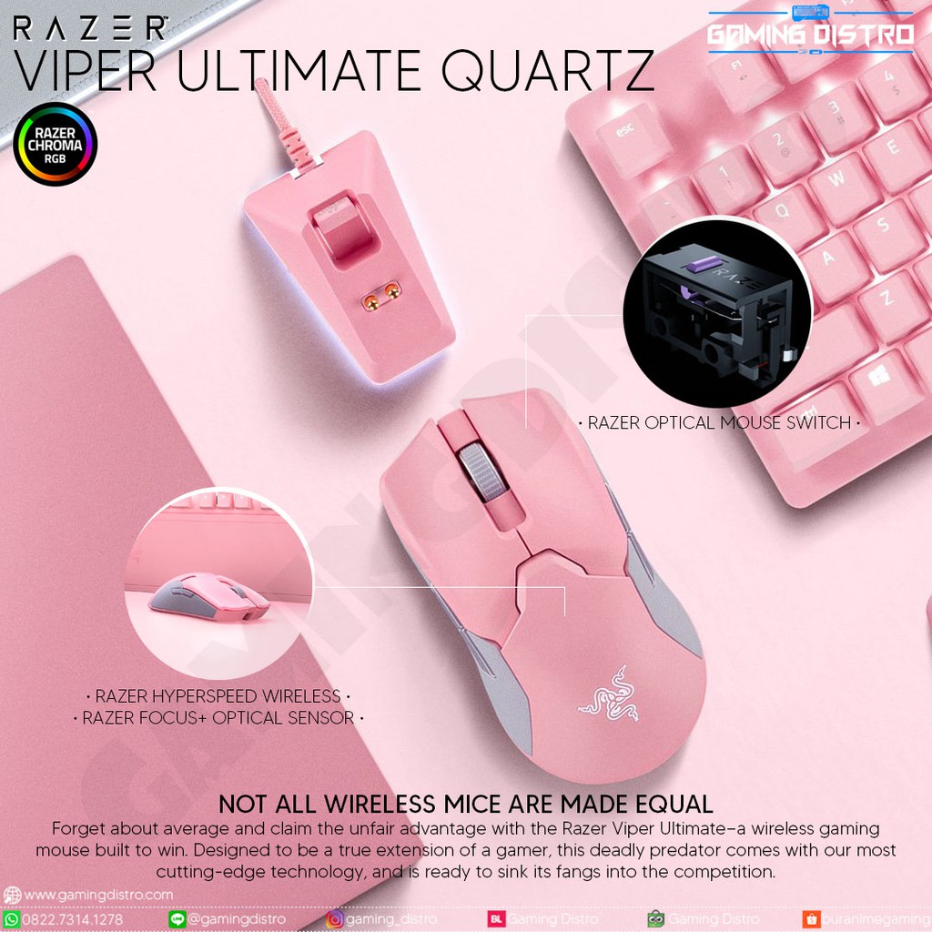 Mouse Gaming Razer Viper Ultimate Quartz Razer Viper Ultimate Pink Shopee Indonesia