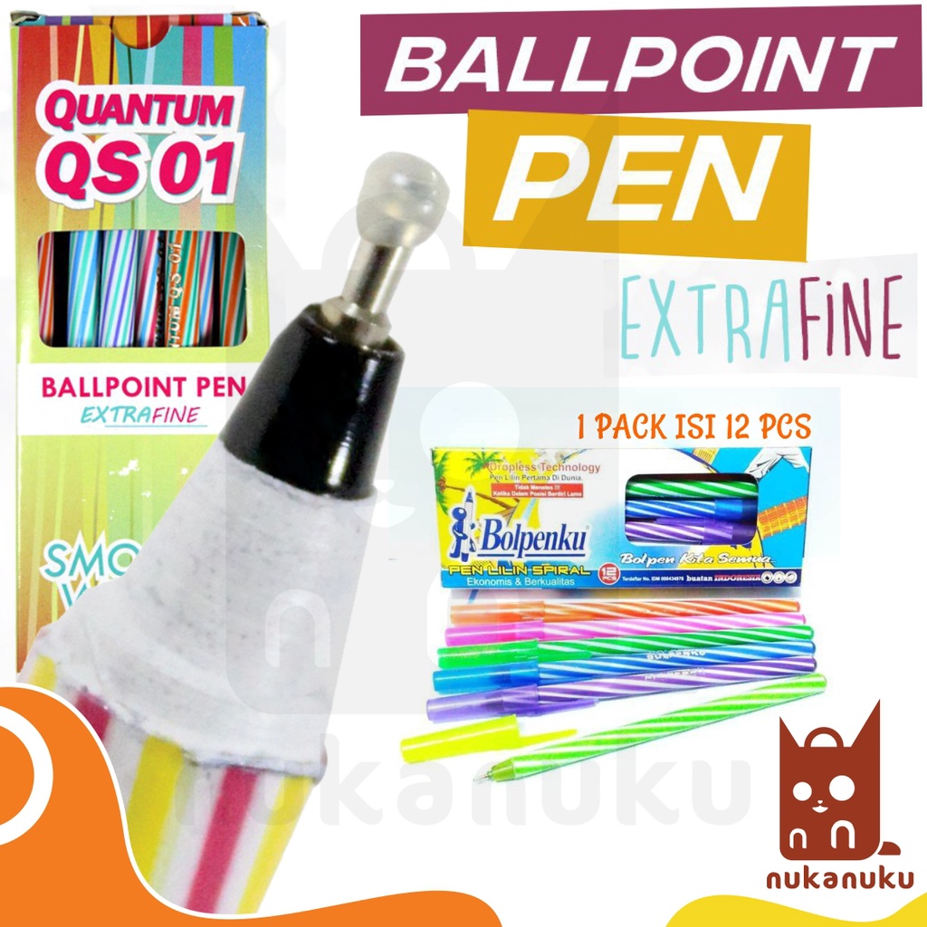

BOLPENKU Pulpen / Pen / Bulpen / Ballpoint Lilin / Spiral / Unik 1 Pack Isi 12pcs Murah