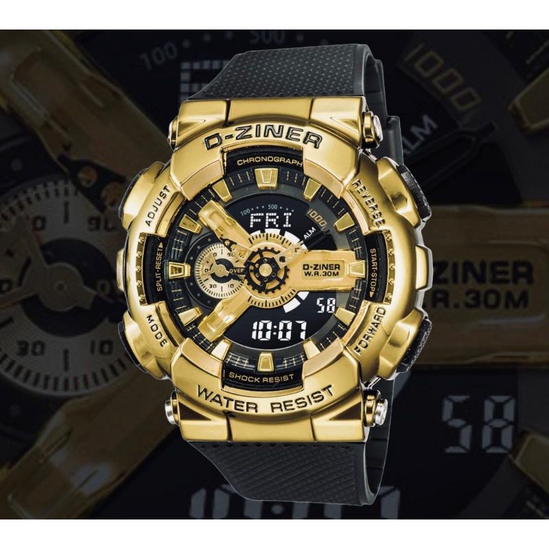 JAM TANGAN D-ZINER 8295 ORIGINAL PRIA DUAL TIME