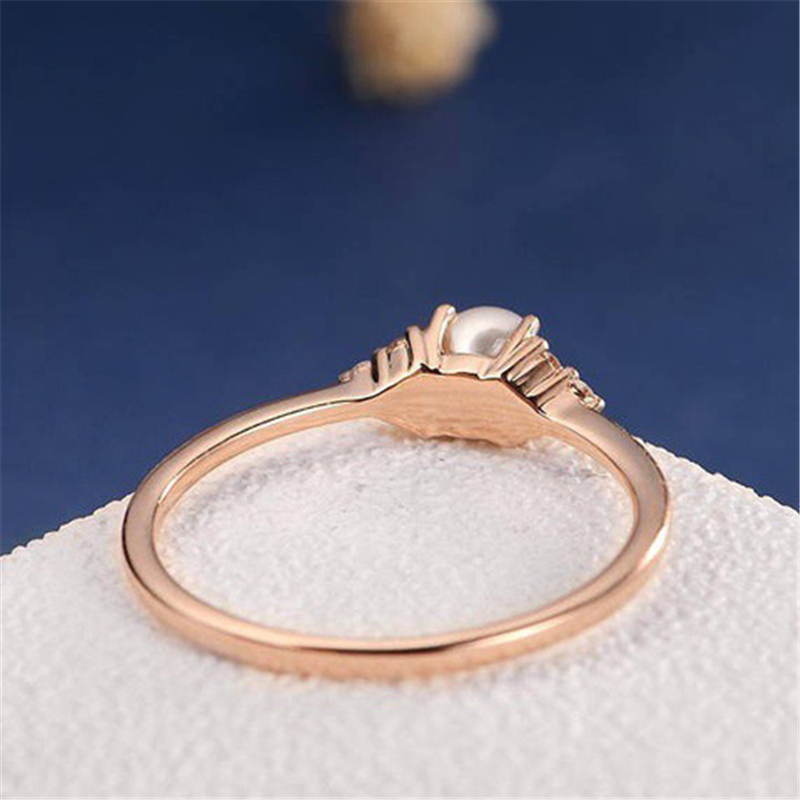 Cincin Rose Gold 18k Dengan Mutiara Untuk Wanita