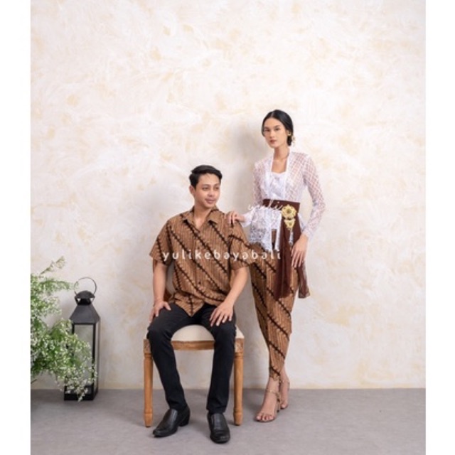 Set Couple batik Semi italy putih | Batik couple sarimbit