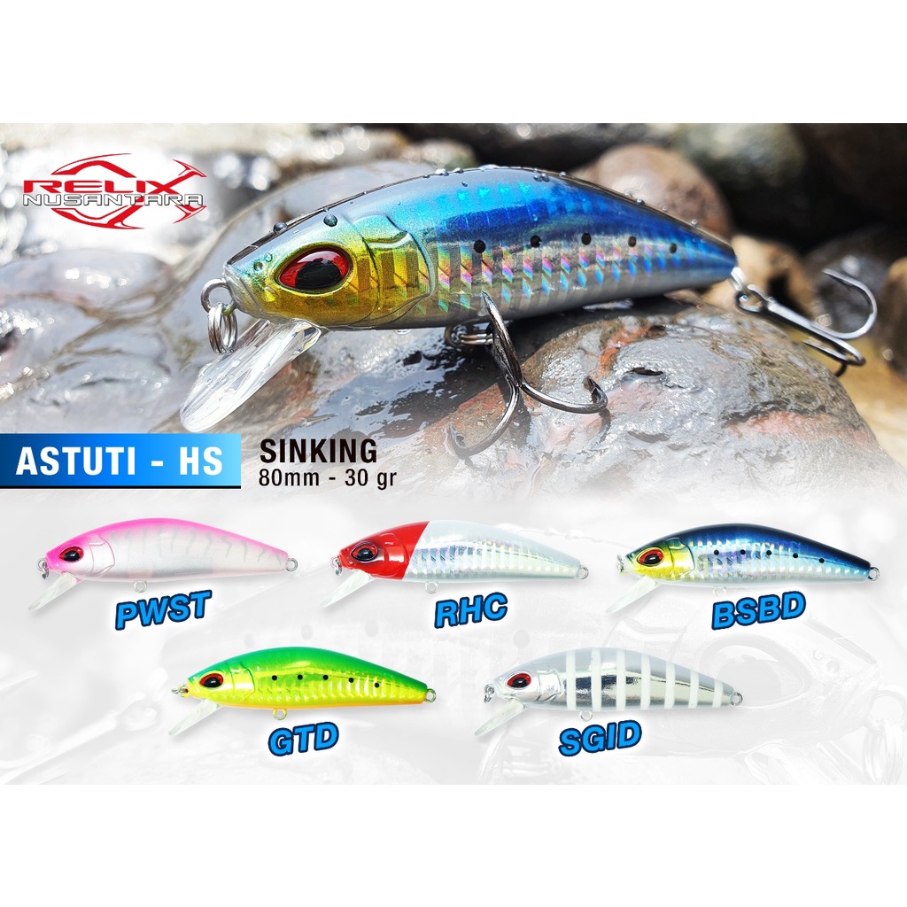 UMPAN PANCING Lure RELIX NUSANTARA ASTUTI SINKING HS 80MM/30GRAM Minnow