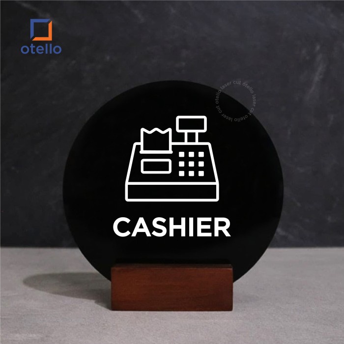 Cashier Sign Board Meja Akrilik Kasir Table Signage Toko Duduk Acrylic