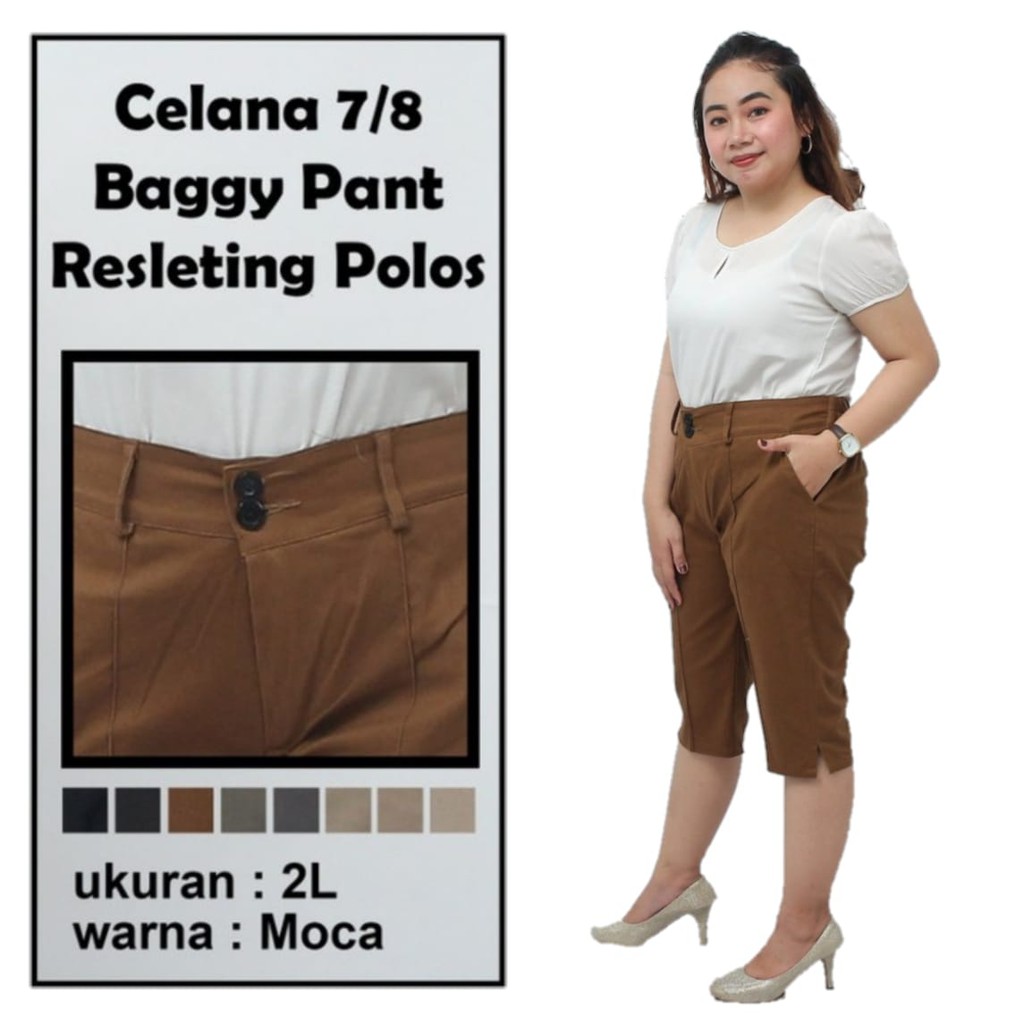 Celana Pendek  7/8 Wanita Katun Stretch S-L-XL-XXL-4L-5L-6L-8L