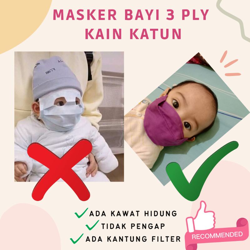 Masker BAYI,Masker kain 3 Ply,Masker Kain Bayi,Masker Bayi 3 Lapis,Masker BALITA,Masker Mouson Bayi,