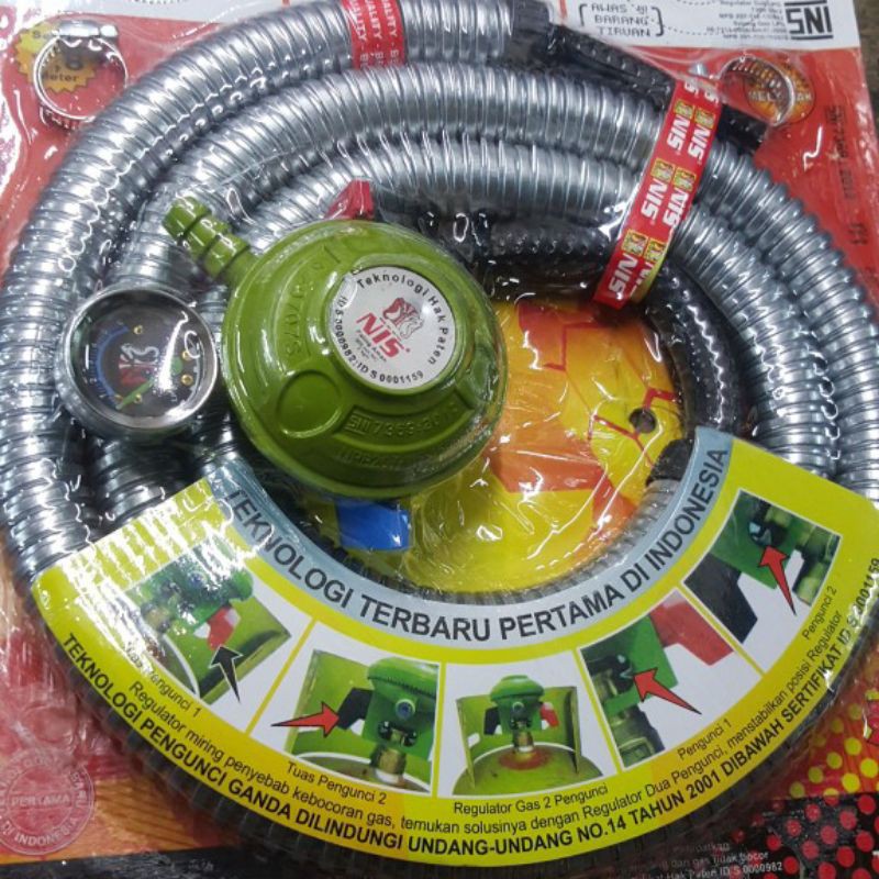 SELANG PAKET REGULATOR GAS NIS DOUBLE LOCK