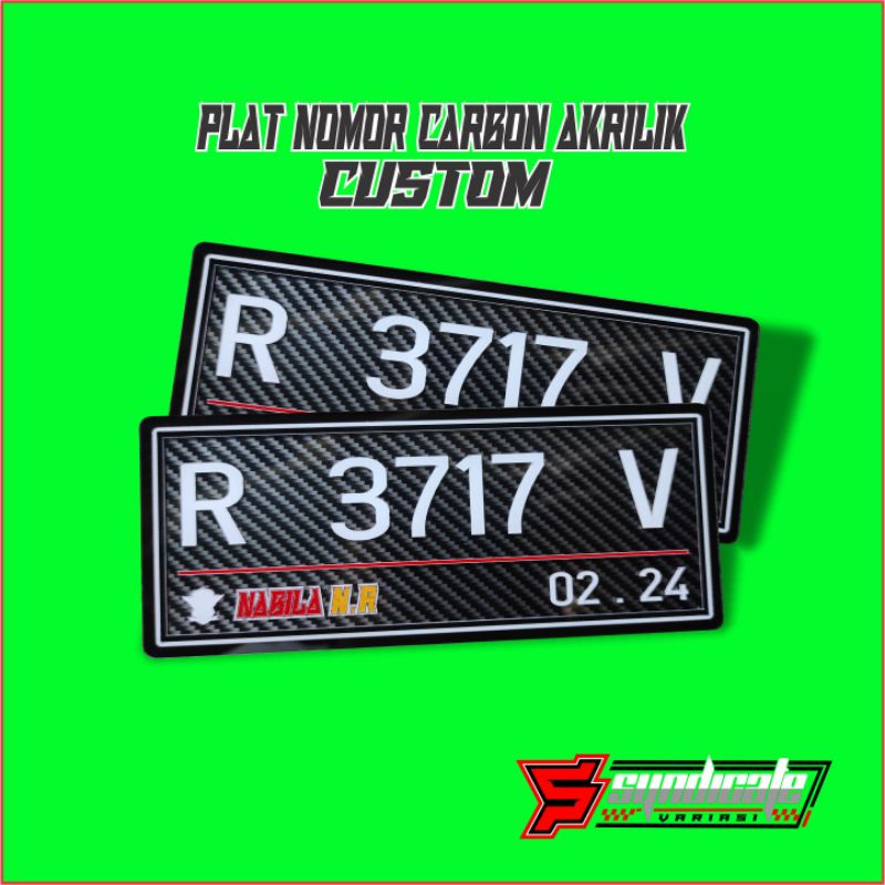 PLAT NOMOR CARBON AKRILIK CUSTOM 1 PCS ( SATUAN )