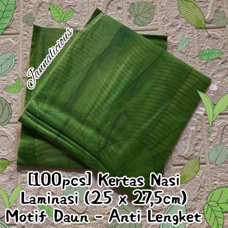 

[KODE PRODUK ZZZLJ5765] Kertas Nasi Laminasi Anti Lengket ~ Motif Daun Pisang Uk. 25x27,5cm