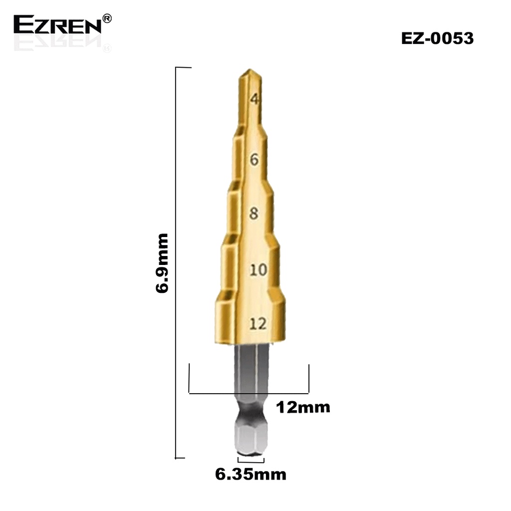 Ezren EZ-0053 Mata Bor Multi Step 4-12mm Pagoda Besi Drill Bits