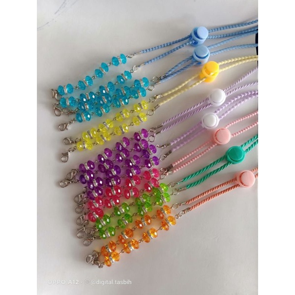 strapmasker tali motif warna warni mutiara bening strap kalung pengait masker serut tali motif padi 