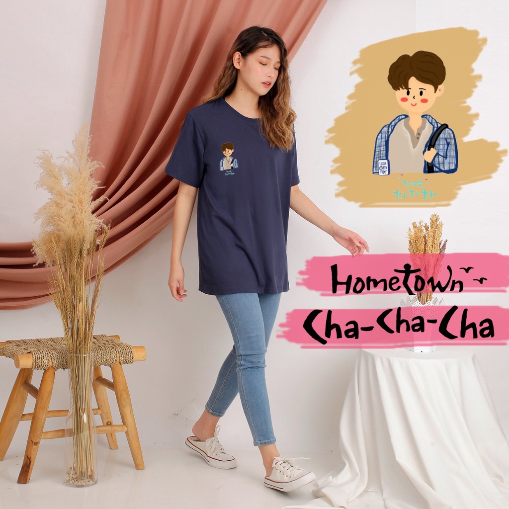 MYSTIQUE.ID-BAJU KAOS HOMETOWN CHA-CHA-CHA HONG DU SIK T-SHIRT LUCU DAN AESTHETIC