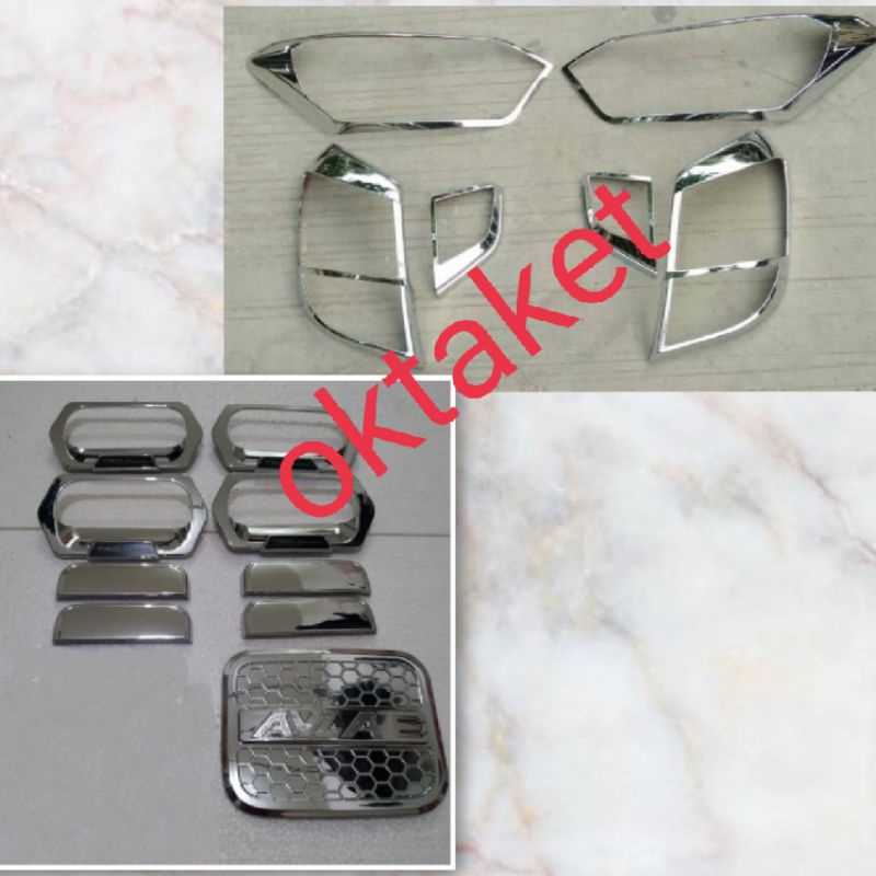 paket lengkap Agya Ayla 2017-2021 garnish depan belakang outer handle tank cover Trd Sportivo chrome