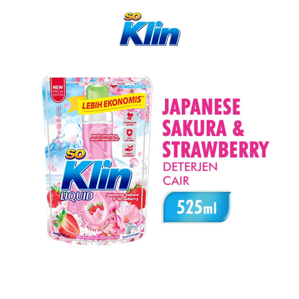 Soklin Deterjen Cair Sakura Strawberry Pouch 525 ml
