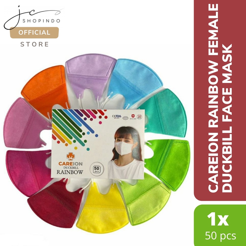 MASKER CAREION  RAINBOW FEMALE  DUCKBILL ISI 50 PCS