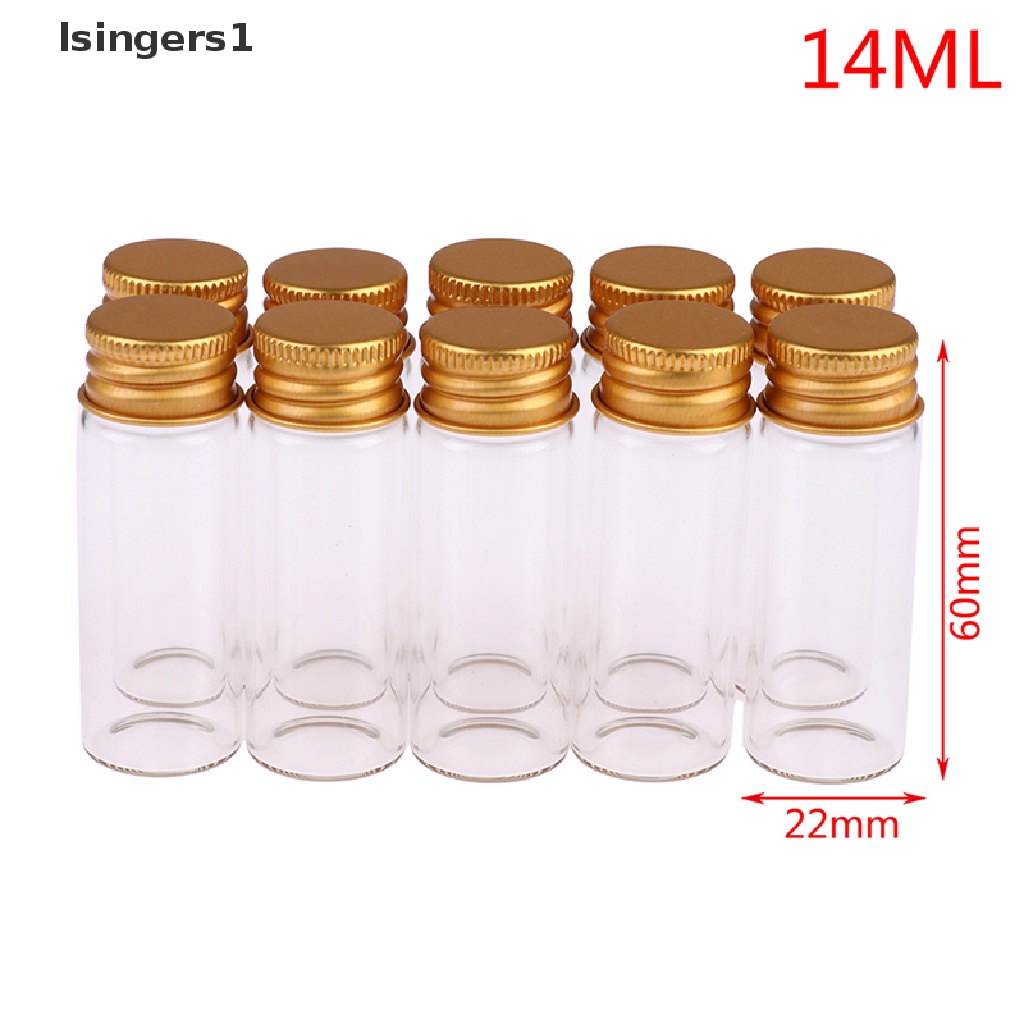 (lsingers1) 10pcs Botol Kaca Kecil 5 / 7 / 10 / 14 / 18 / 20ML Dengan Tutup