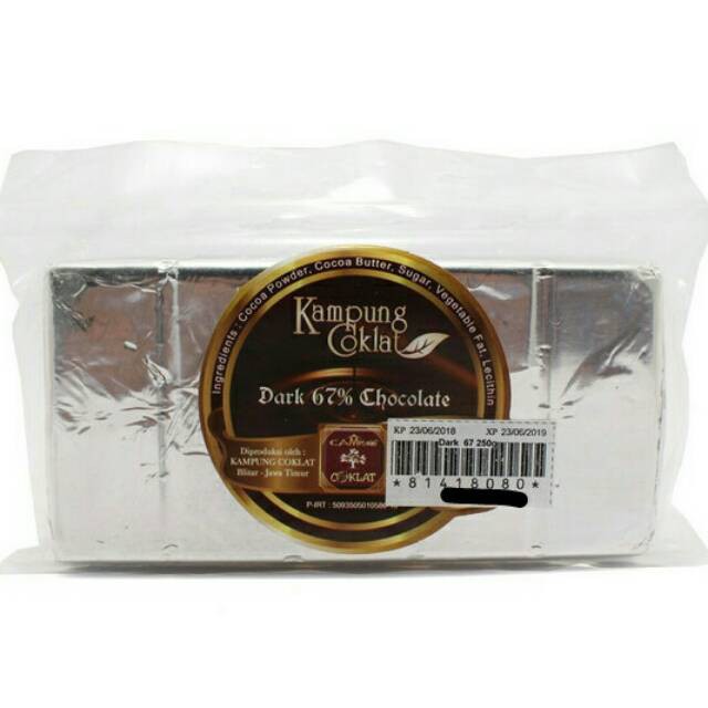 

DARK COKLAT Blok 67% netto: 250gr (Kampung Coklat Blitar)