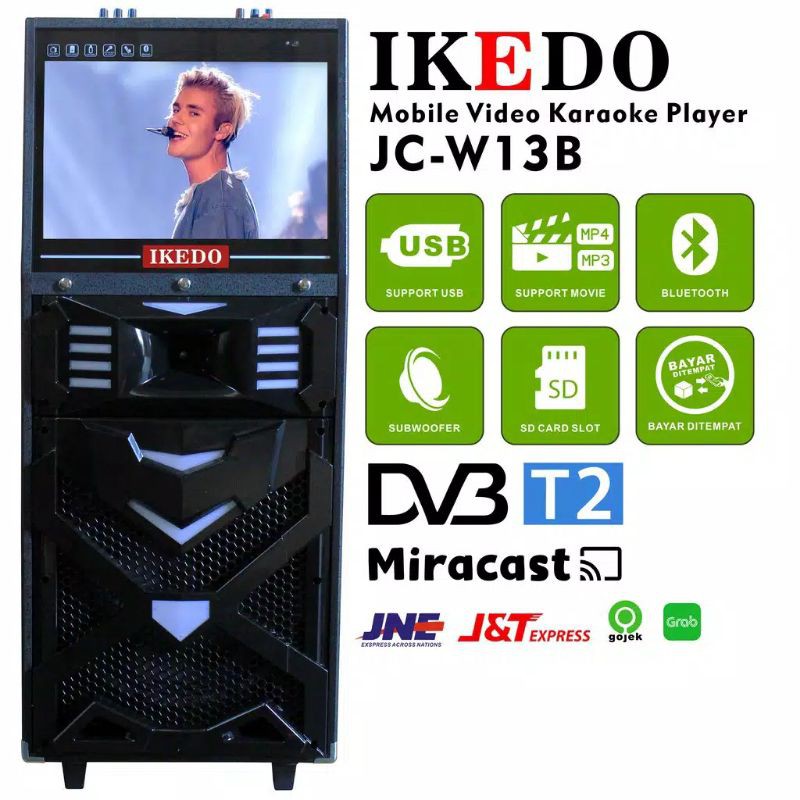Speaker Portable 16 inch LED TV Karaoke JC W13B