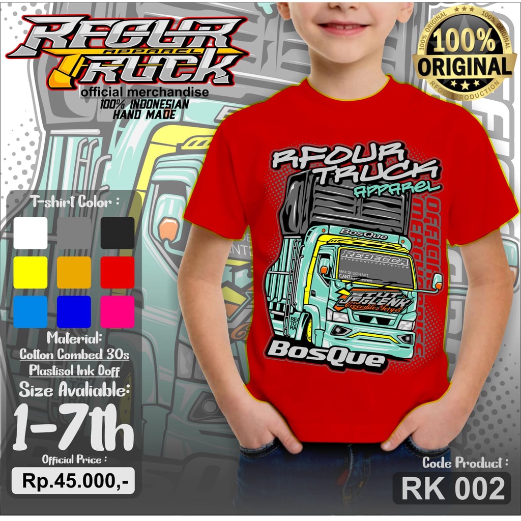 KAOS TRUK ANAK KAOS ANAK GAMBAR TRUK OLENG KAOS TRUCK MANIA ANAK BAJU KAOS TRUCK ANAK USIA 2-7 TAHUN