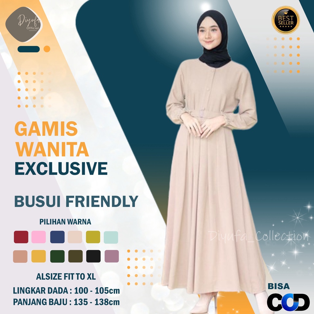 Baju Gamis Wanita Cewek Remaja Terbaru kekinian Alsize / Jumbo Kancing Dada Dress Moscrepe Busui