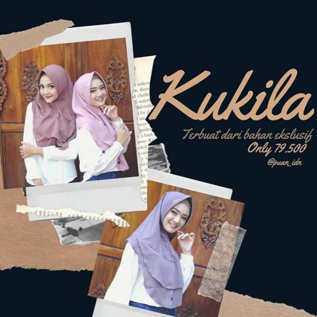 Khimar kukila by puan hijab jilbab dua layer polos