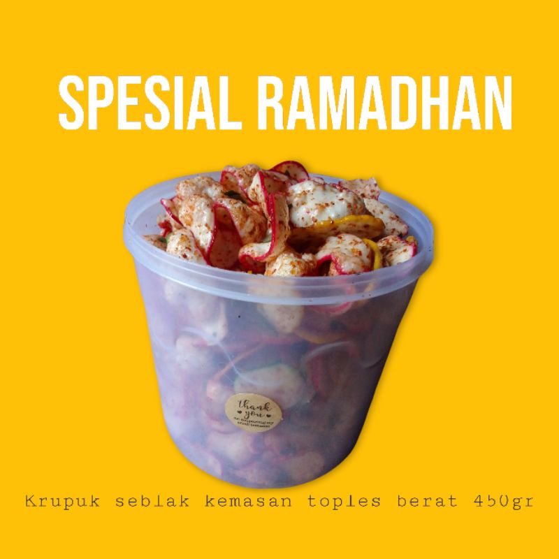 

PROMO SPESIAL RAMADHAN SNACK TOPLES ISI KRUPUK SEBLAK EXTRA PEDAS DAUN JERUK KEMASAN 450gr