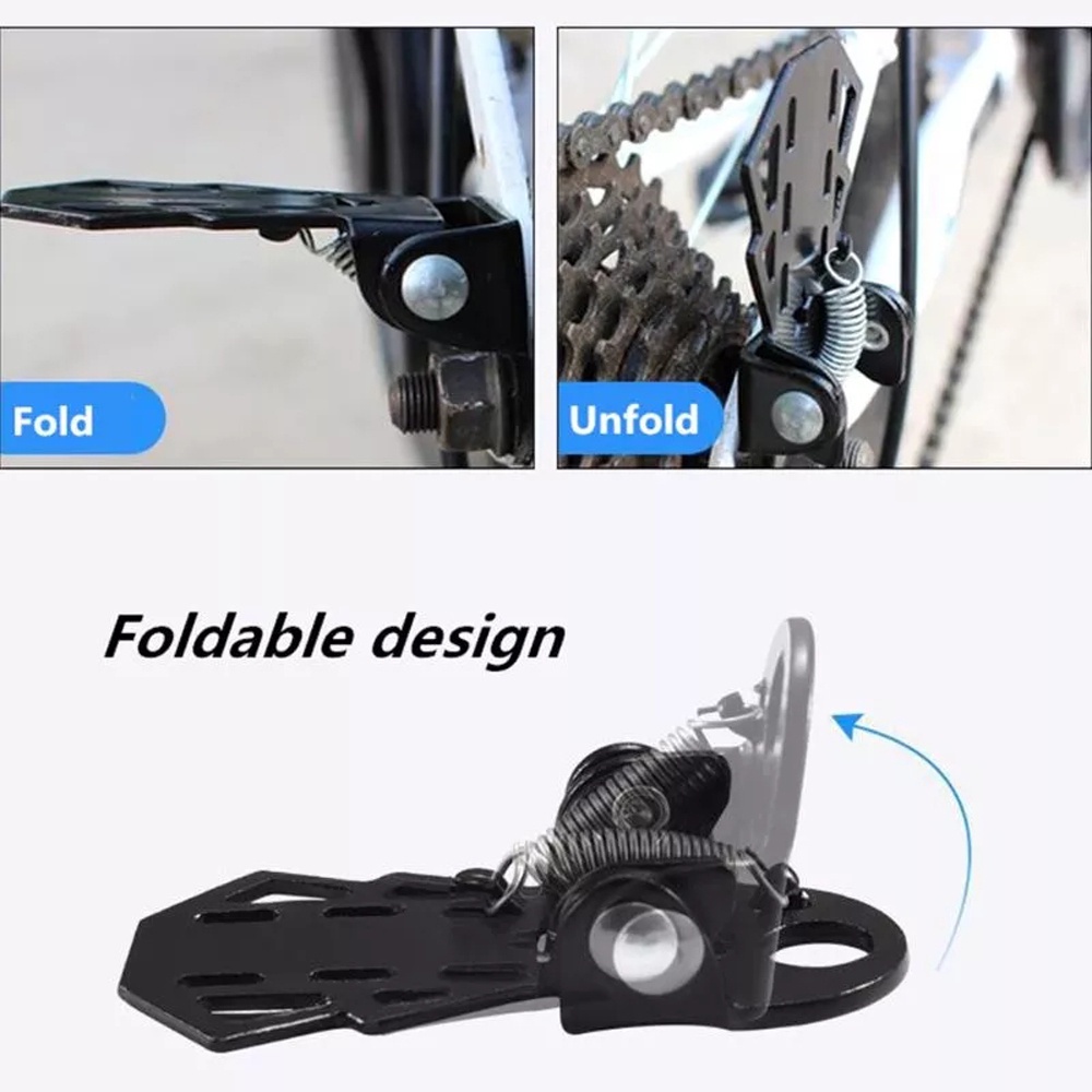 QUINTON Bicycle Accessories Rear Seat Cycling Bicycle Foot Pegs Bike Pedals Bicycle Parts Metal Black MTB Bike Folding 1 Pair Footrests/Multicolor