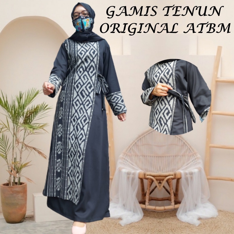 Gamis Tenun Etnik Terbaru 2021 Modern Remaja Wanita Gamis Tenun kombinasi Polos