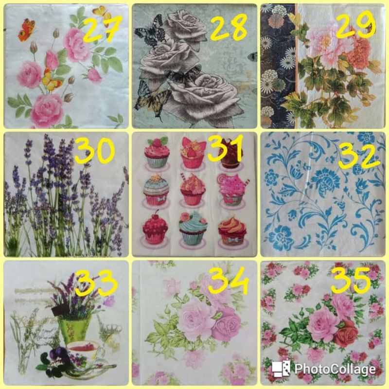 Napkin decoupage Tissue decoupage tisu decoupage kertas kerajinan decoupage