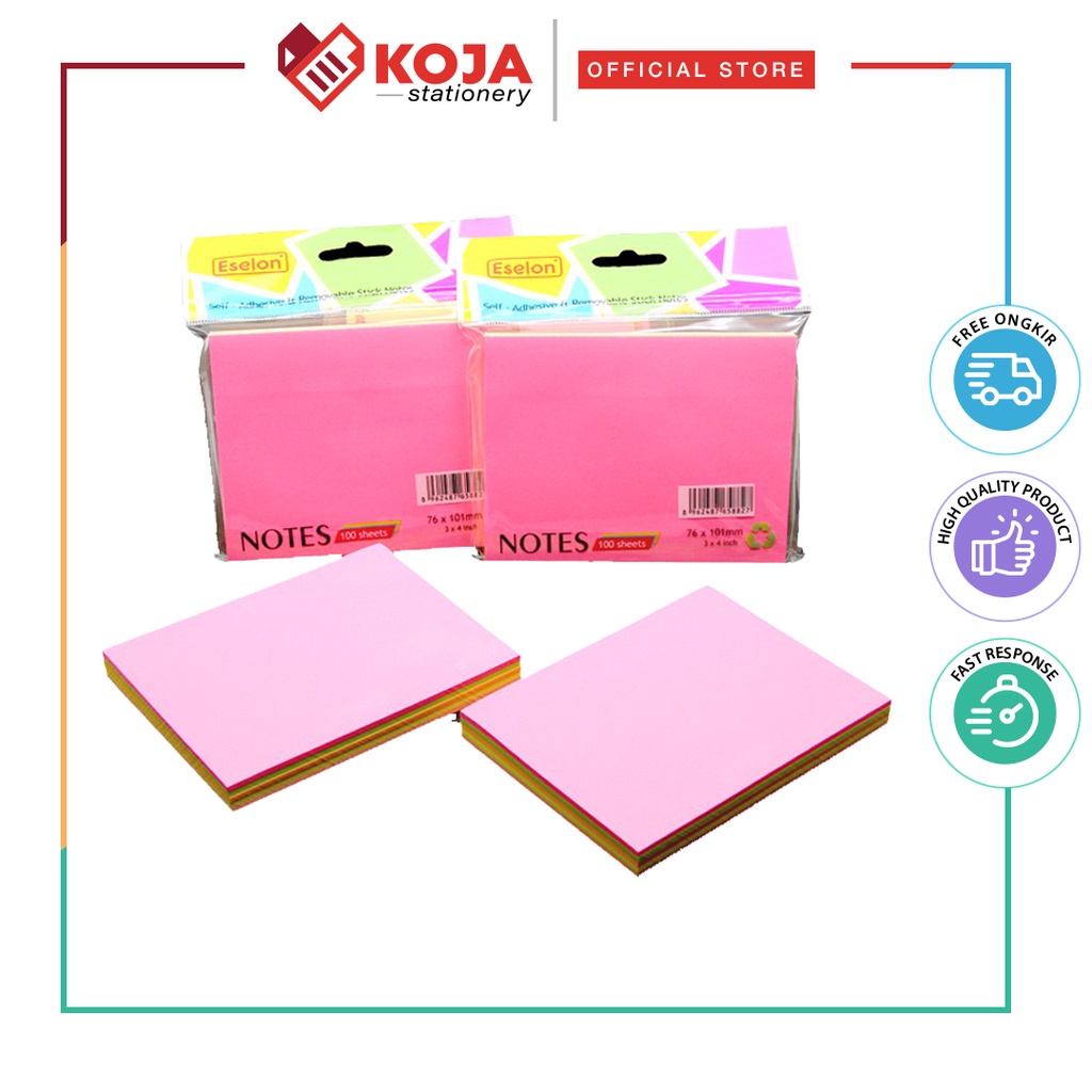 Jual Stick note / post it / kertas memo eselon warna warni uk 76x101mm