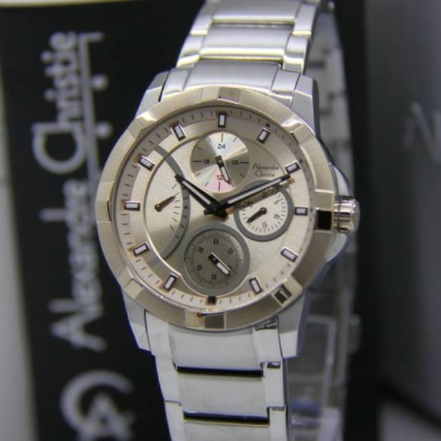 Jam Tangan Wanit Alexandre Christie 2503 Siver Soft Rose Gold Garansi Resmi 1 tahun