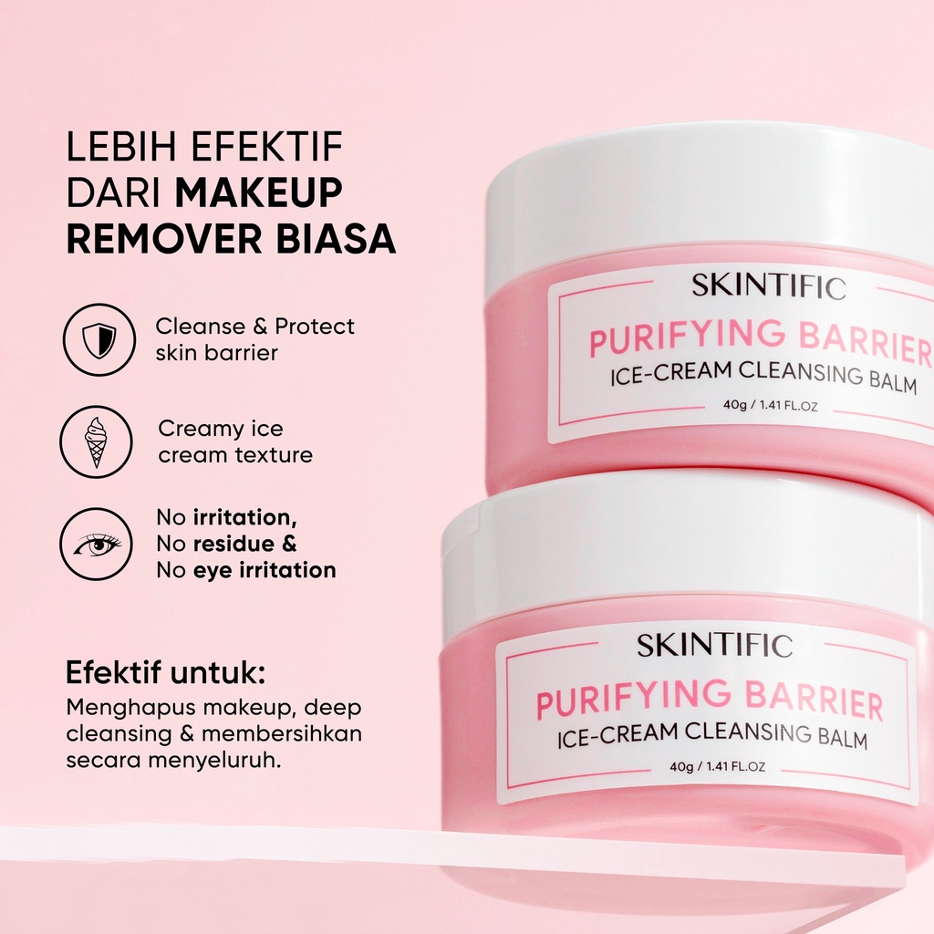 SKINTIFIC Purifying Barrier Ice Cream Cleansing Balm 40g Make Up Remover Pembersih Muka Cosmetics