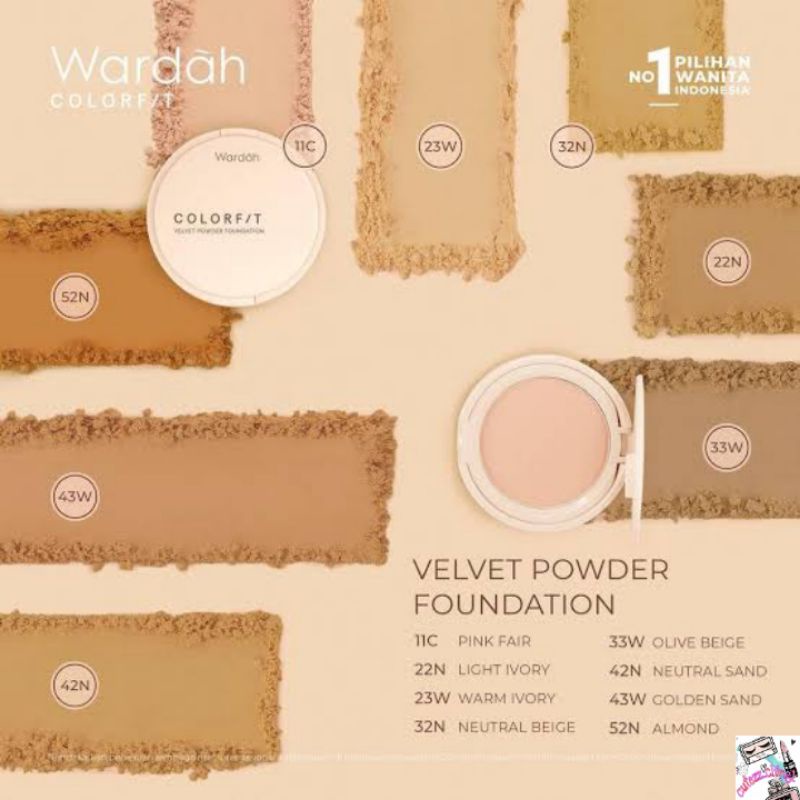 ☃️Cutezz_Ching1☃️Wardah Colorfit Velvet Powder Foundation SPF 20 PA+++ 11g