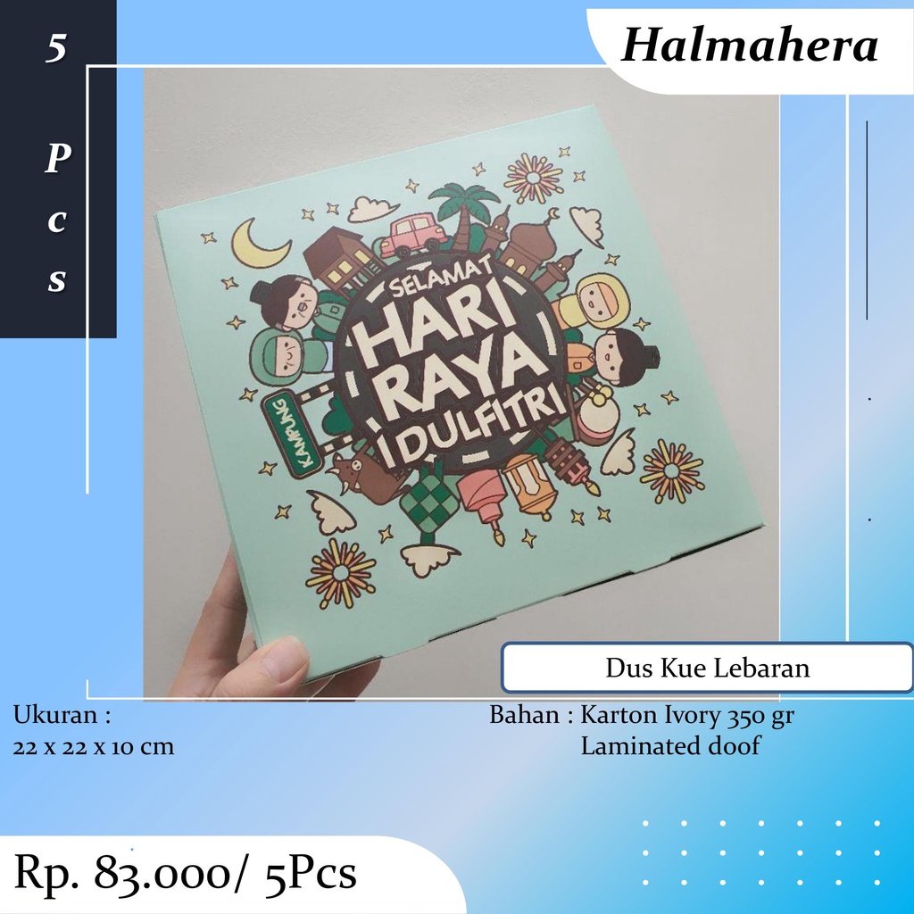 

Box Chiffon Brownies Lebaran Dus Kotak Packaging Kue Lapis Legit Idul Fitri 22x22x10cm Isi 5 Pcs ID2