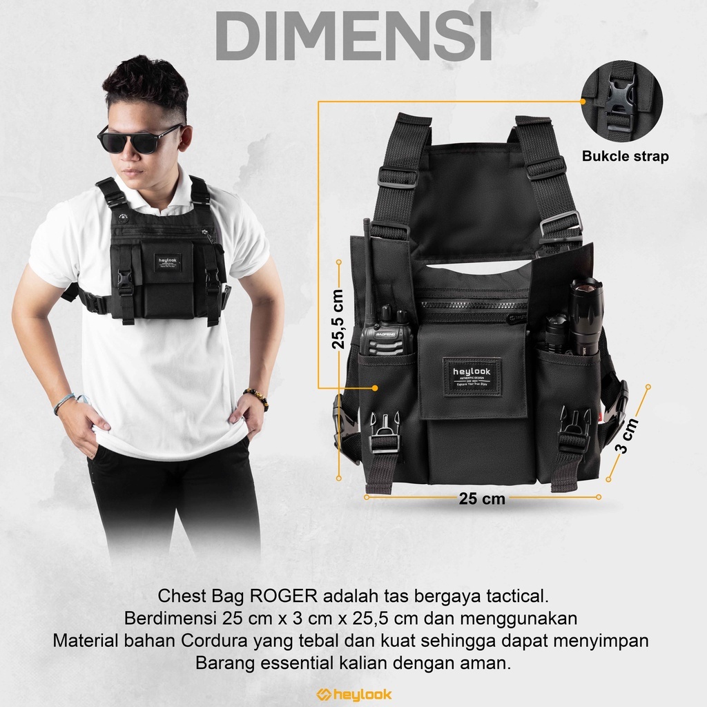 Tas Selempang Dada Chest Bag Rig Bag Premium Chest Bag Tas Berkendara Motor Tas Rompi Pelindung Dada Biker Sunmori Cordura Tebal