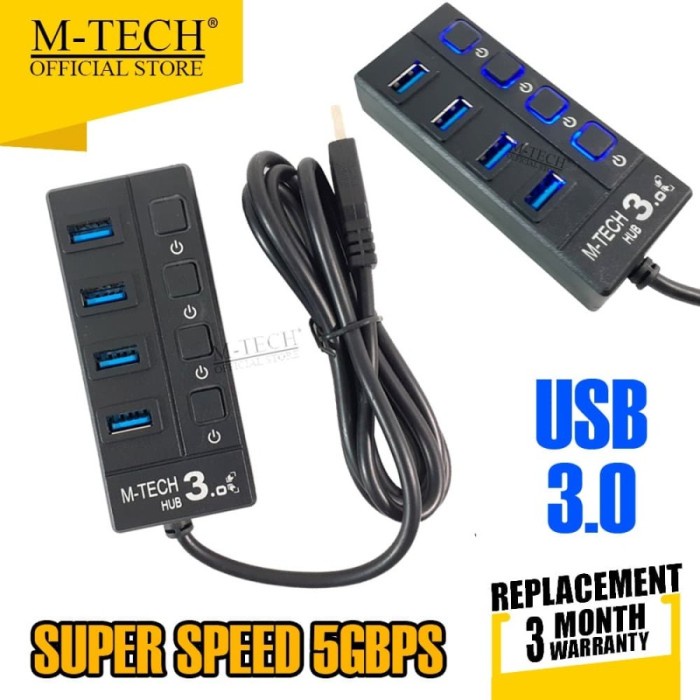 USB HUB 3.0 M-tech High Speed 4 / 7 Port HITAM / PUTIH