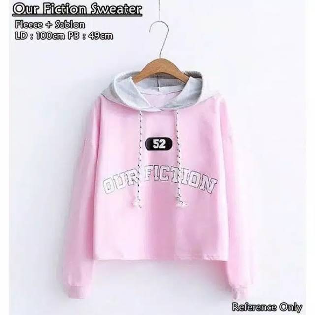 Fourfashion SWEATER CROP OUR FICTION HOODIE CASUAL