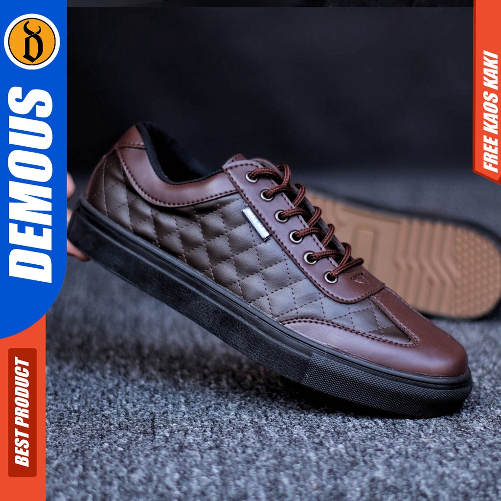 Sepatu Kasual Pria Sneakers Kulit Pu Kerja Hitam -Demous Pedro