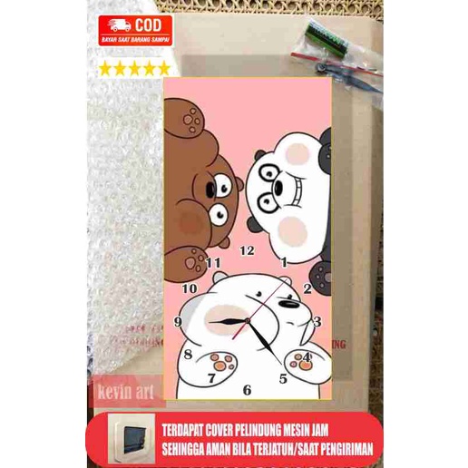 Jam dinding Wall Clock Minimalis Modern Elegan Dekorasi Hadiah Kado ulang tahun Murah Biru Pink Karakter Panda Beruang Lucu Unik Koleksi Terbaru