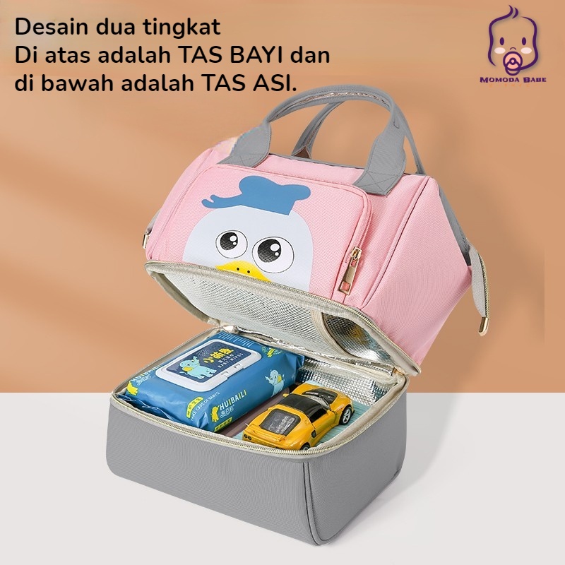 MOMO Tas Asi Cooler Bag Dan Tas Bayi/ 2in1 Multifungsi Fashion Cooler Bag Asi / Diaper Bag Ransel/ Tas Wanita Korea