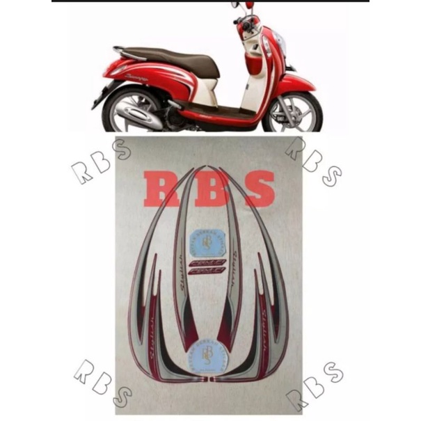 STIKER STRIPING LIS BODY SCOOPY FI STYLISH 2014 MERAH STANDAR