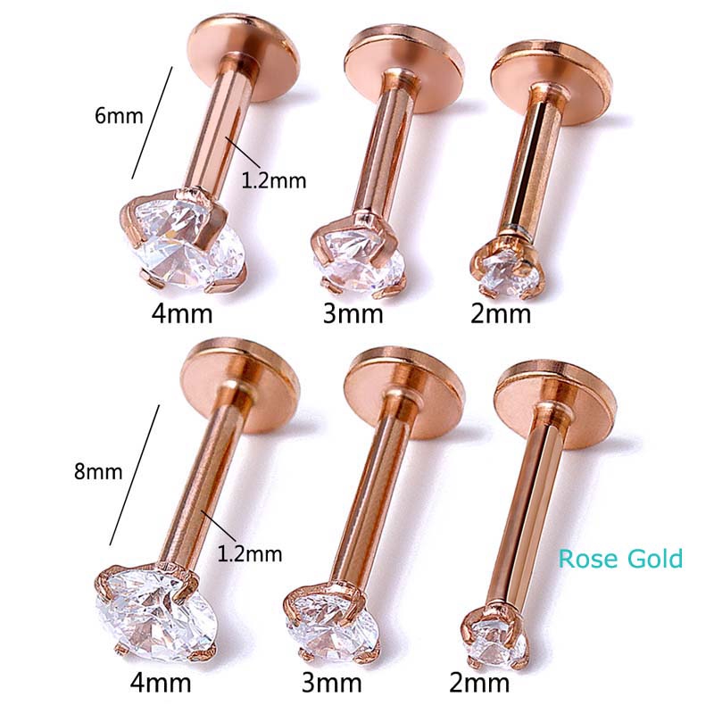 1buah Baja Stianless Labret Lip Stud Rook Helix Tragus Tindik Tulang Rawan 16G Anting Zirkon