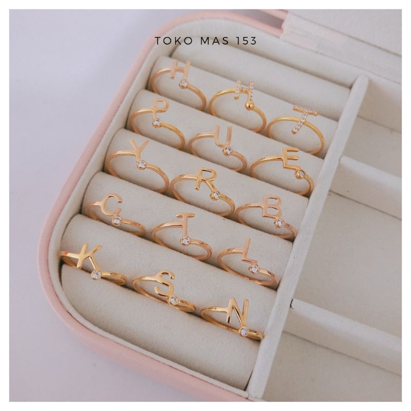 WAJIB TANYA STOK Realpic Cincin Alphabet Emas Asli Kadar 375 - 420