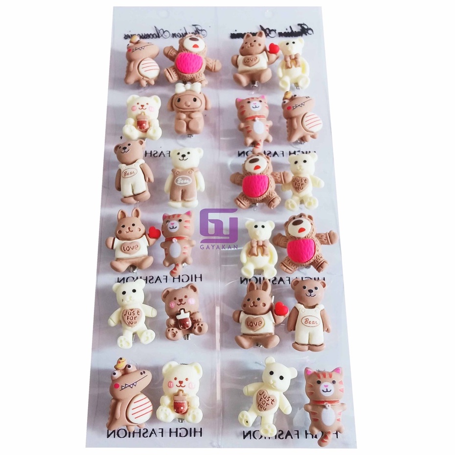 Isi 12 Pcs (1 Lusin) Bros Dagu Hijab Seri Choco Bear Milk Model Random