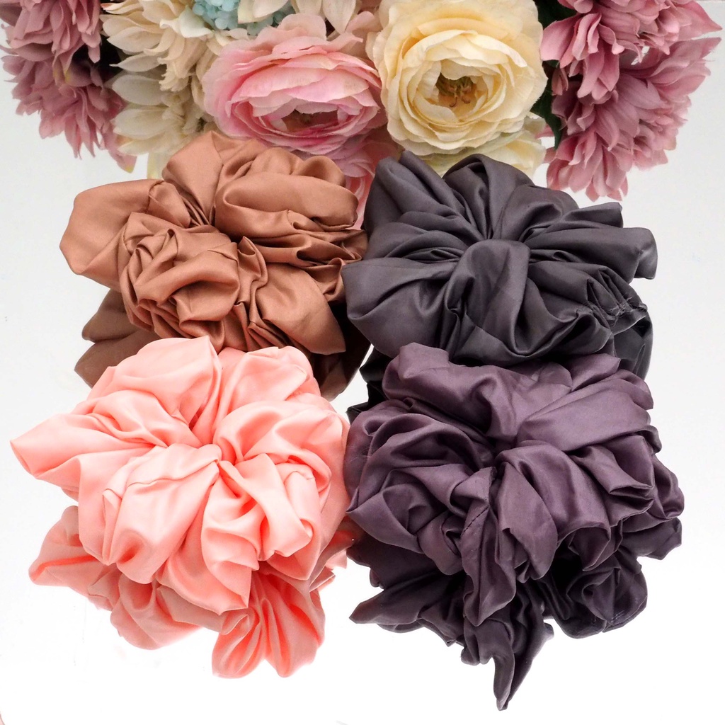 Scrunchie Cepol Jumbo BAHAN SATIN Inner Kuncir Hijab Ikat Rambut Ukuran Besar