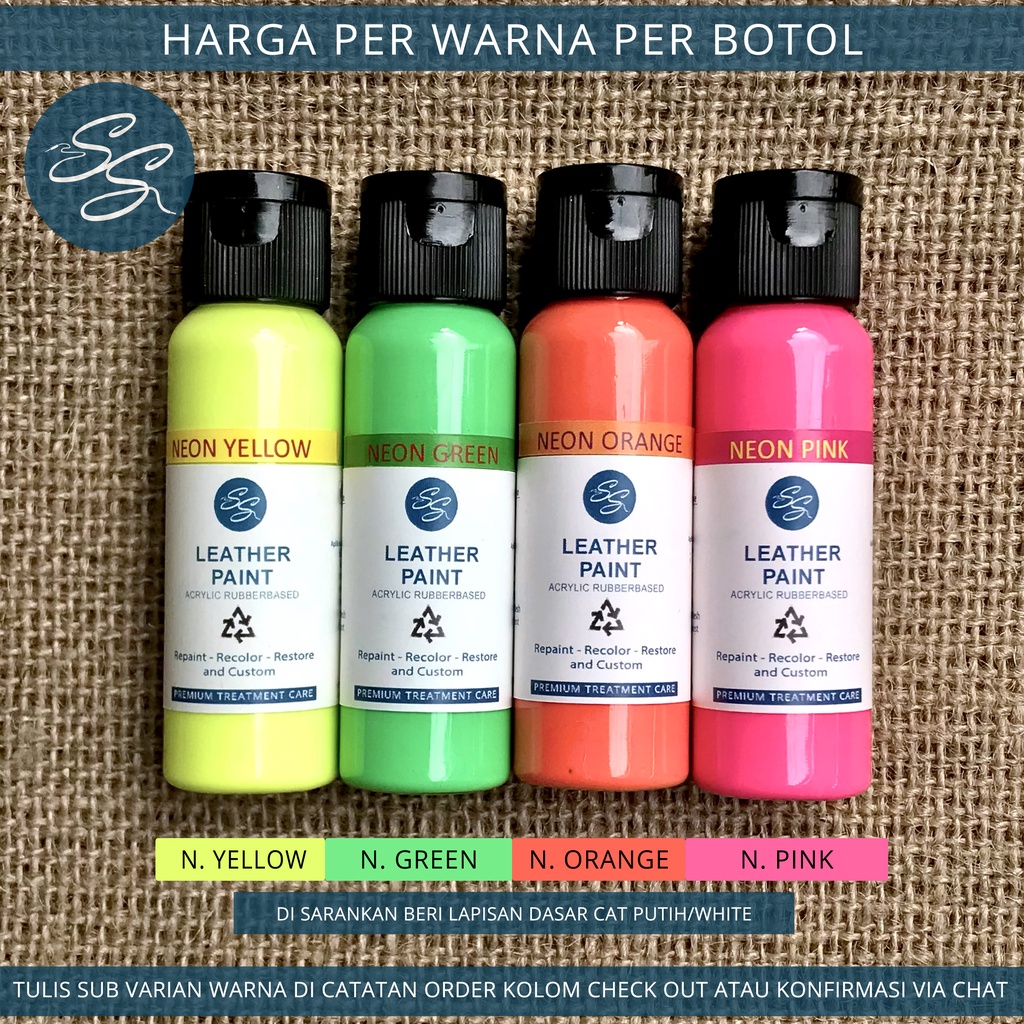 Cat Sepatu Kulit SS Leather Paint - Acrylic Rubber Cat Midsole, Rubber, Boost - Cat Tas Jaket Kulit-Fluro/Neon Tone