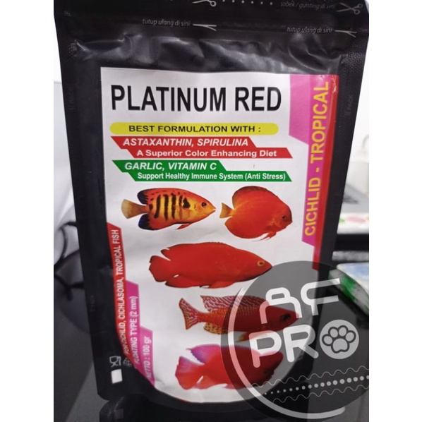 Makanan Ikan predator chana Pellet FISH LOVER PLATINUM CICHLID TROPICAL 100GR